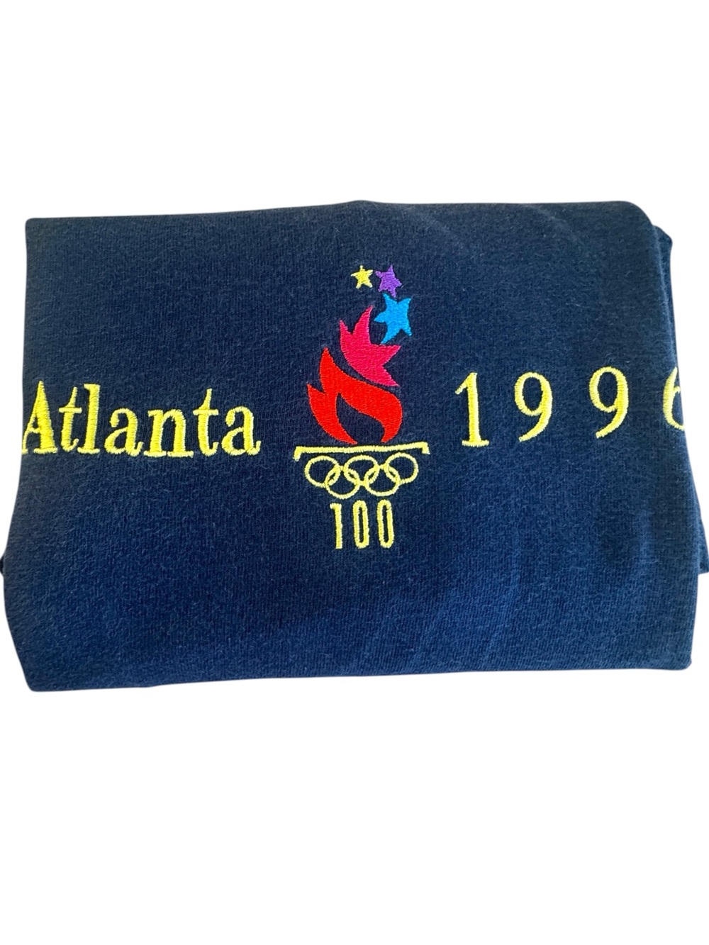 1996 Vintage Champion Navy Blue Atlanta Olympics Embroidered Tee - Picture 11 of 13